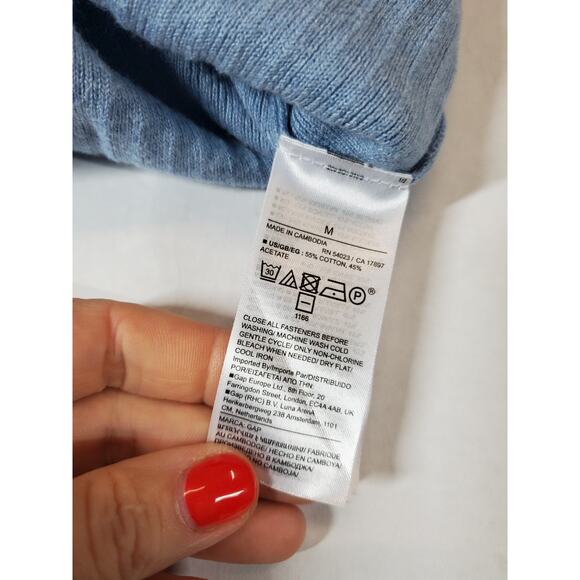 Gap Mens Medium RIBBED BUTTON FRONT POLO SHIRT Blue Knit Cotton - Picture 7 of 12